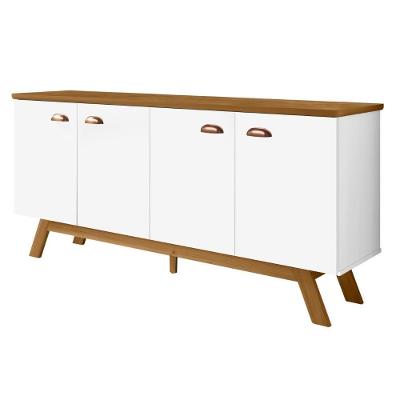 Balcao Buffet Atlanta 4 Portas 164 Cm Branco Nature Tebar