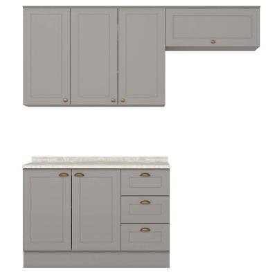 Cozinha Modulada 4 Portas Balcao Tampo 200 Cm Americana Cinza Calcare Henn