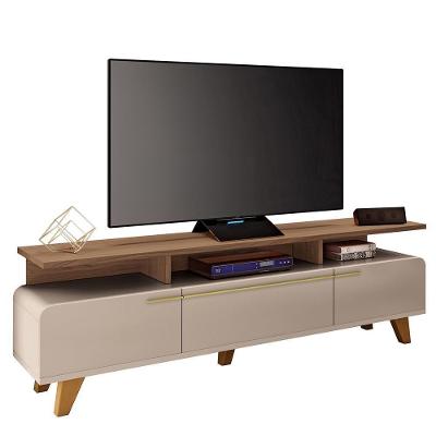 Rack Bancada Essenza 2.0 Off White-castanho Para Tv Até 70? - Hb Móveis Off White-castanho