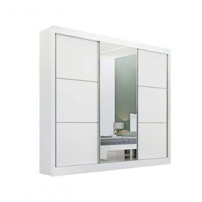 Guarda Roupa Cristal Casal 3 Portas Ripado 6 Gavetas Com Pés D' Doro Branco