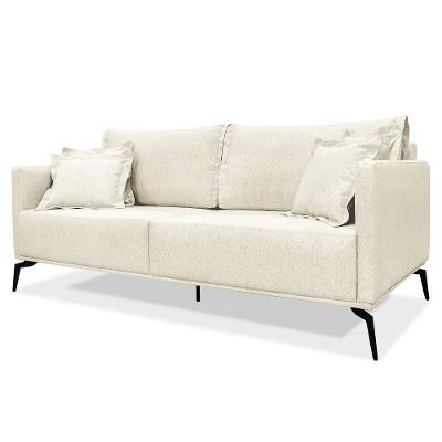 Sofá 2 Lugares 180cm Pés De Metal Vecchia S06 Linho Natural - Mpozenato