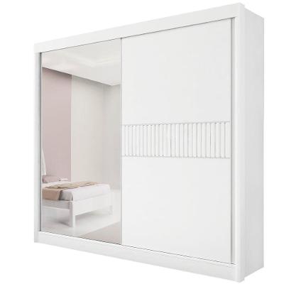 Guarda Roupa Titanium Ripado 2 Portas 6 Gavetas Com Espelho D' Doro Branco/ripado