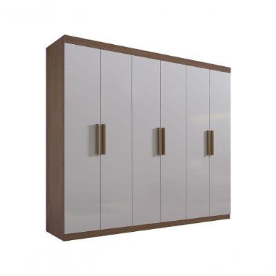 Guarda Roupa Casal Colibri 6 Portas 6 Gavetas Com Pés - D' Doro Castanho/off White