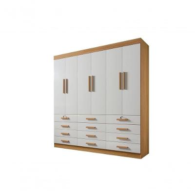 Guarda Roupa Casal 6 Portas 12 Gavetas Com Pés Mônaco Plus D' Doro Cinamomo/off White