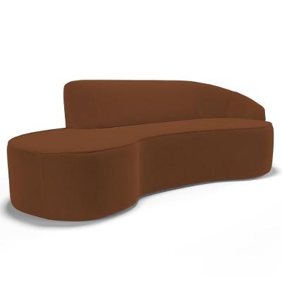 Sofá Living 3 Lugares 210cm Braço Direito Mozart D06 Veludo Telha - Mpozenato
