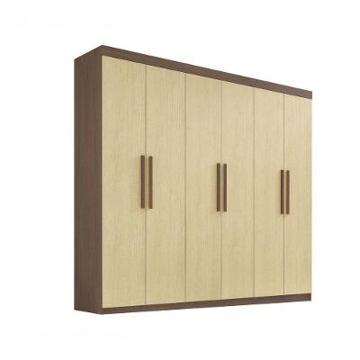 Guarda Roupa Casal 6 Portas Leblon Com Pés D' Doro Castanho/linho