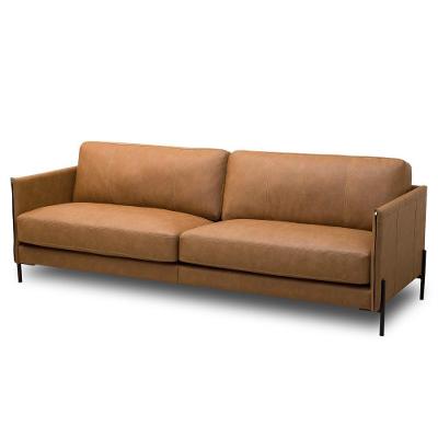 Sofá 3 Lugares Para Sala Living 210cm Bliss L08 Couro Camel - Mpozenato