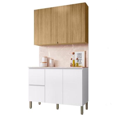Armário De Cozinha Cp01 E Tampo 120cm Minsk K02 Branco/freijó - Mpozenato