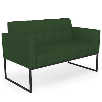 Sofá Namoradeira Base Industrial Preto Ana Veludo Luxo Verde - Ibiza