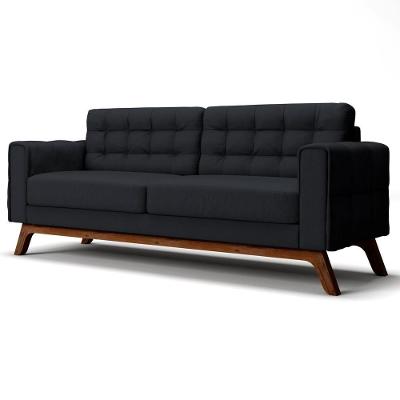 Sofá 150 Cm 2 Lugares Sandero C-300 Veludo Preto - Domi