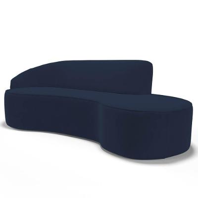 Sofá Living 2 Lugares 180cm Braço Esquerdo Mozart D06 Veludo Azul - Mpozenato