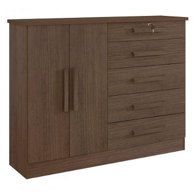 Cômoda New Athos 5 Gavetas Com Sapateira D' Doro Castanho