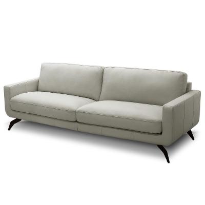 Sofá 3 Lugares Para Sala Living 210cm Vults L08 Couro Pérola - Mpozenato