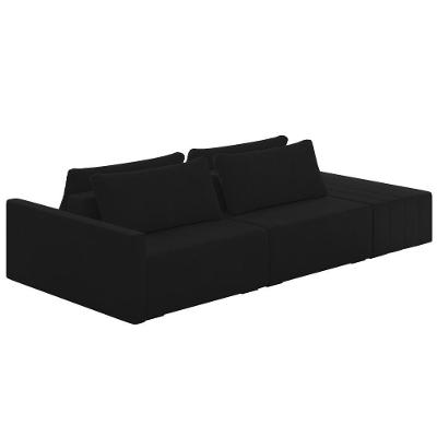Sofá Ilha Modular Com Puff Para Sala Living 252cm Georgia K04 Veludo Preto - Mpozenato