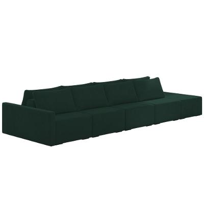 Sofá Ilha Modular Com Puff Para Sala Living 392cm Georgia K04 Veludo Verde - Mpozenato