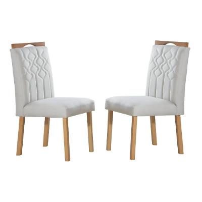 Conjunto 2 Cadeiras De Jantar Salermo Veludo Off White Com Pés Em Madeira