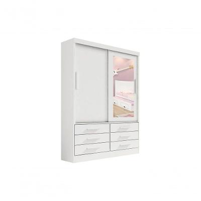 Guarda Roupa Casal Meridian Com Espelho 2 Portas 6 Gavetas Com Pés - D' Doro Cinamomo/off White