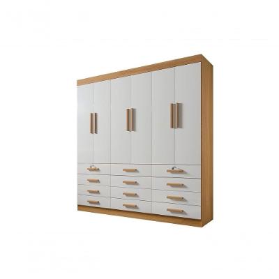 Guarda Roupa Casal 6 Portas 12 Gavetas Com Pés Mônaco Plus D' Doro Cinamomo/off White