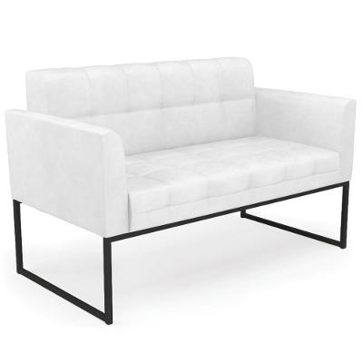 Sofá Namoradeira Base Industrial Preto Ana Sintético Pu Branco - Ibiza
