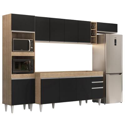 Armário De Cozinha Modulada 5 Peças Cp16 Balcão Castanho/preto - Lumil