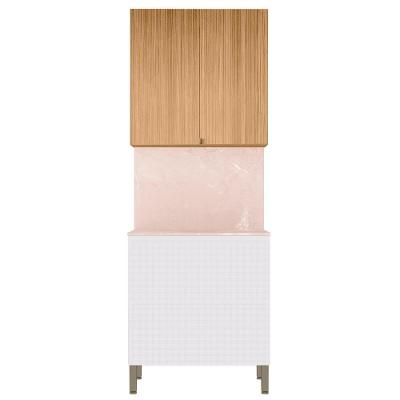 Armário De Cozinha Aéreo E Balcão 80cm Minsk K02 Branco/freijó - Mpozenato