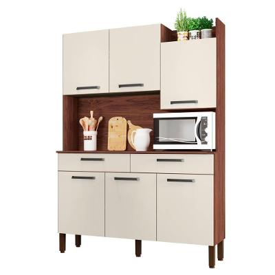 Armário De Cozinha Compacta 132cm Stella K02 Nogueira/off White - Mpozenato