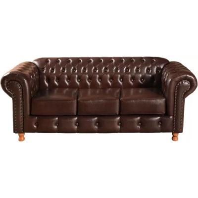 Sofá Chesterfield Luís Xv 3 Lugares Vintage Retrô Capitonê Couro Marrom
