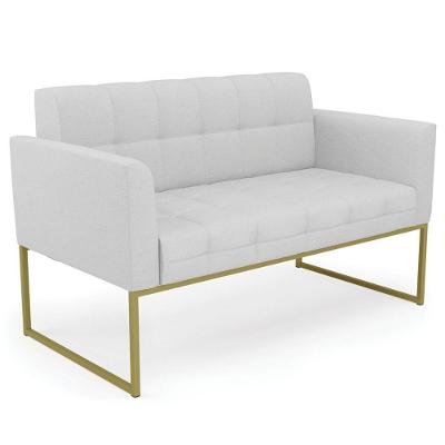 Sofá Namoradeira Base Industrial Dourado Ana Linho Cinza - Ibiza