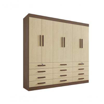 Guarda Roupa Casal 6 Portas 12 Gavetas Sem Pés Mônaco Plus D' Doro Castanho/linho