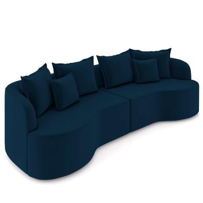Sofá 4 Lugares 290cm Orgânico Quito K04 Veludo Azul Marinho - Mpozenato