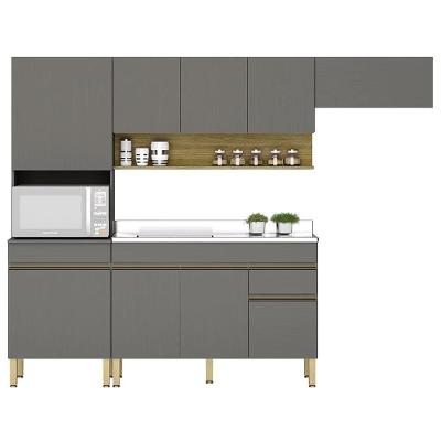 Armário De Cozinha 5 Peças Balcão Com Pia 150cm Lina20 K02 Gris/freijó - Mpozenato