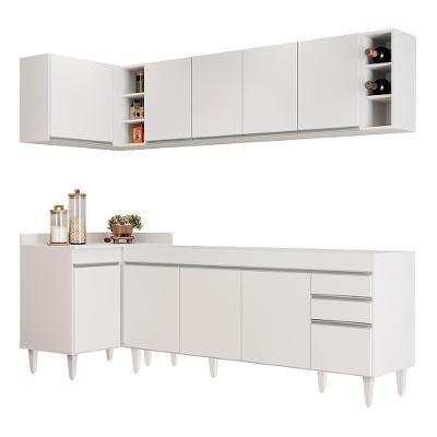 Armário De Cozinha Modulado De Canto Direito 5 Peças Cp43 Balcão Sem Tampo Branco - Lumil