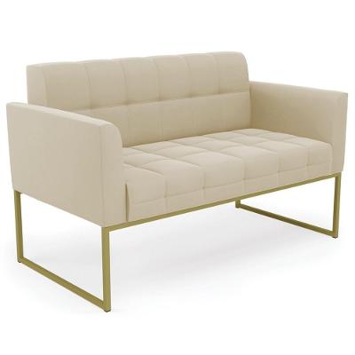 Sofá Namoradeira Base Industrial Dourado Ana Suede Bege - Ibiza