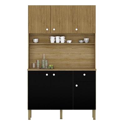 Armário De Cozinha Compacta 111cm Stylo K02 Freijó/nero - Mpozenato