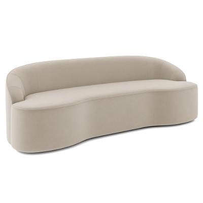 Sofá 3 Lugares Para Sala De Estar Living 210cm Theo D06 Veludo Creme - Mpozenato
