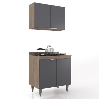 Armário De Cozinha E Balcão Cooktop Pérola Z34 Freijó/grafite - Mpozenato