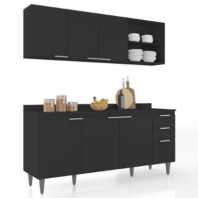 Armário De Cozinha Com Tampo Cp10 180cm Pérola Preto Z34 - Mpozenato