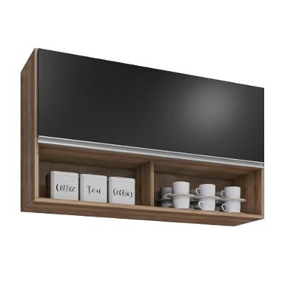 Armário De Cozinha Aéreo 100cm Basculante Mia Z34 Freijó/preto - Mpozenato