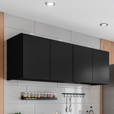 Armário De Cozinha Aéreo 118cm 4 Portas Monna Preto Z34 - Mpozenato