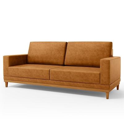Sofá 3 Lugares 200cm Living Sala De Estar Kayrós D05 Sintético Whisky - Mpozenato