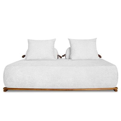 Sofá 3 Lugares 220cm Ilha Base Madeira Viero S06 Boucle Branco - Mpozenato
