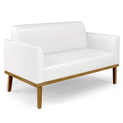 Sofá Namoradeira Base Madeira Castanho Maressa Sintético Pu Branco - Ibiza