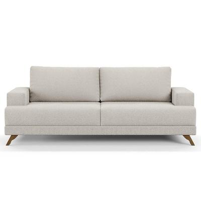 Sofá 3 Lugares 200cm Living Pés Curvos Santi D05 Boucle Creme - Mpozenato