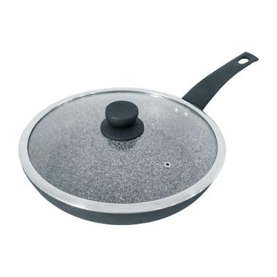 Frigideira A Indução Com Tampa Antiaderente Granito Preta 24cm
