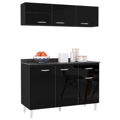 Armário De Cozinha Cp01 Com Tampo 120cm Classic Z46 Preto - Mpozenato