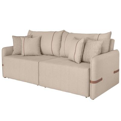 Sofá Cama Retrátil 220cm Essence D05 Linho Bege/camel - Mpozenato