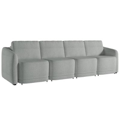 Sofá Cama Casal Para Sala 316cm Polska K04 Bouclê Cinza Claro - Mpozenato