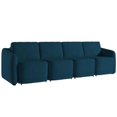 Sofá Cama Casal Para Sala 396cm Polska K04 Veludo Azul - Mpozenato