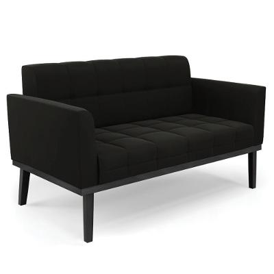 Sofá Namoradeira Base Madeira Preto Ana Suede Preto - Ibiza