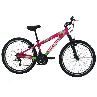 Bicicleta Freeride Aro 26 21 Vel Rosa/verde Vikingx Tuff25
